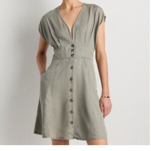 Quince Vintage Wash Tencel Button Front Dress